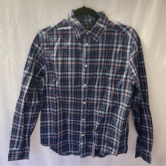 Polo Ralph Lauren Other - Polo Ralph Lauren Button-Down Plaid Blue Dress Shirt Boy Youth Size XL (18-20)